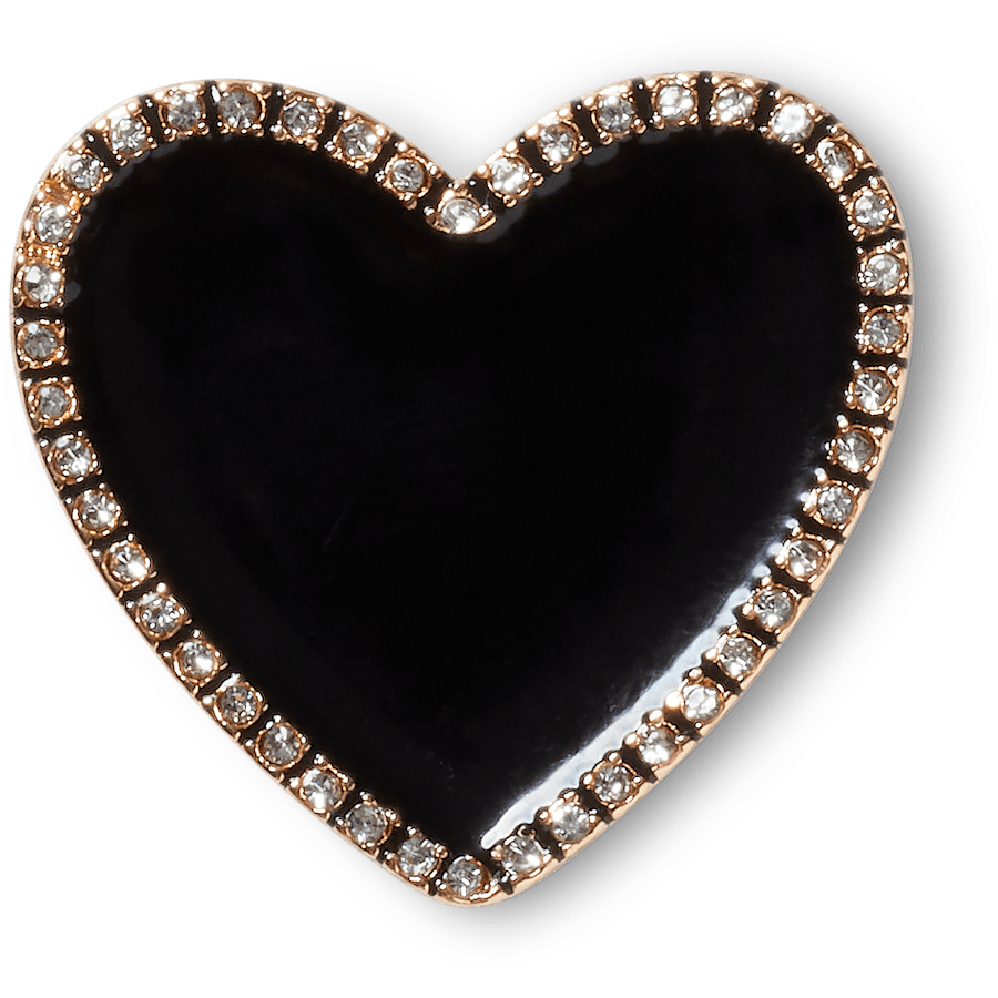 Crocs Quality | Black Heart with Gold Outline Jibbitz™ charms