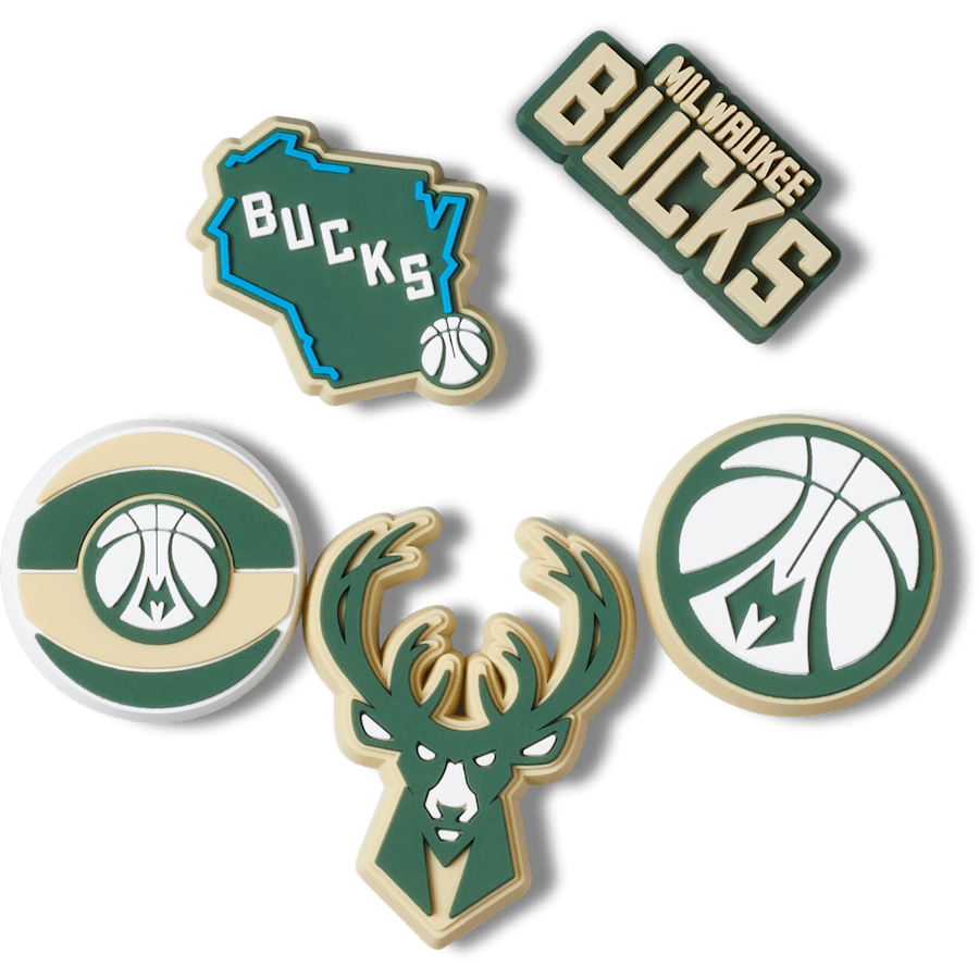 Crocs Best Seller | NBA Milwaukee Bucks 5 Pack Jibbitz™ charms